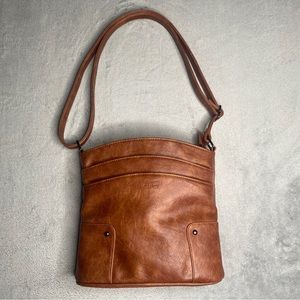 Cluci Vegan Leather Triple Pockets Crossbody Bag